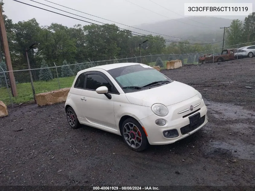 2012 Fiat 500 Sport VIN: 3C3CFFBR6CT110119 Lot: 40061929