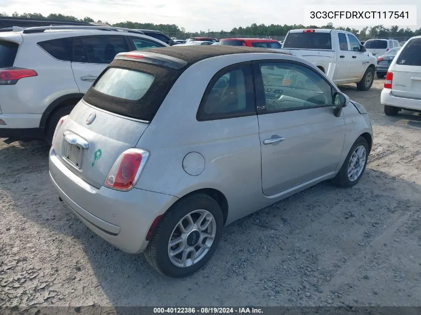 2012 Fiat 500C Pop VIN: 3C3CFFDRXCT117541 Lot: 40122386