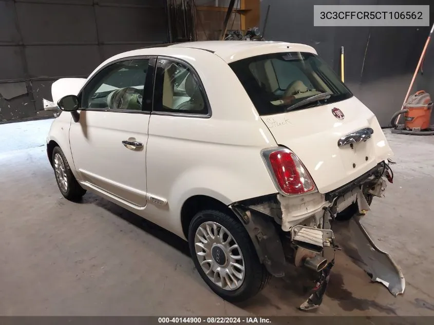 2012 Fiat 500 Lounge VIN: 3C3CFFCR5CT106562 Lot: 40144900