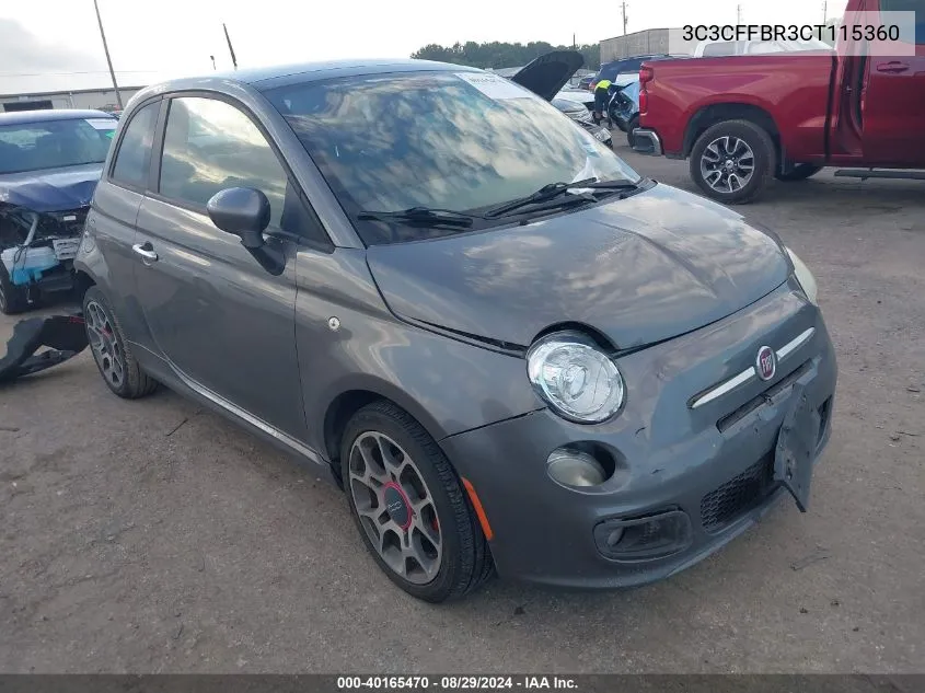 2012 Fiat 500 Sport VIN: 3C3CFFBR3CT115360 Lot: 40165470