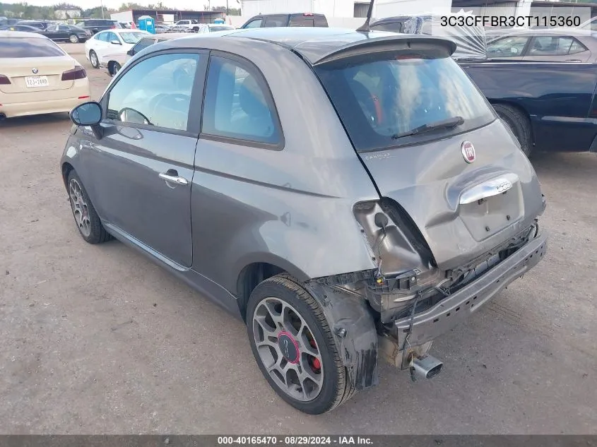 2012 Fiat 500 Sport VIN: 3C3CFFBR3CT115360 Lot: 40165470