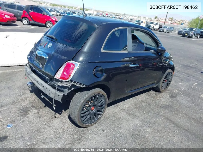 2012 Fiat 500 Pop VIN: 3C3CFFAR6CT198462 Lot: 40166759