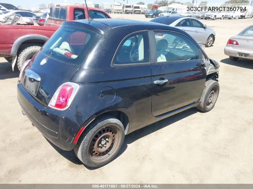 2012 Fiat 500 Pop VIN: 3C3CFFAR9CT360794 Lot: 40171861