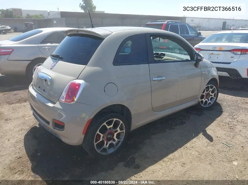 2012 Fiat 500 Sport VIN: 3C3CFFBR2CT366516 Lot: 40180530