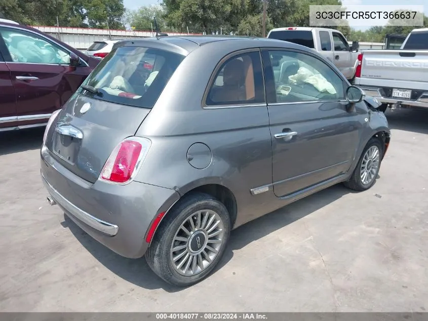 2012 Fiat 500 Lounge VIN: 3C3CFFCR5CT366637 Lot: 40184077