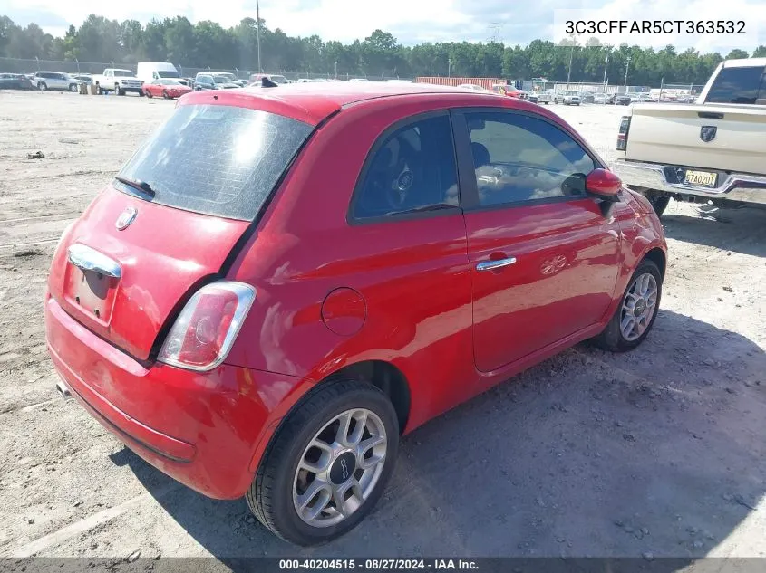 2012 Fiat 500 Pop VIN: 3C3CFFAR5CT363532 Lot: 40204515