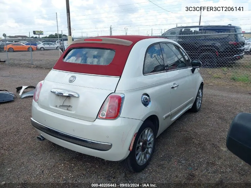 2012 Fiat 500C Lounge VIN: 3C3CFFER3CT206141 Lot: 40205443