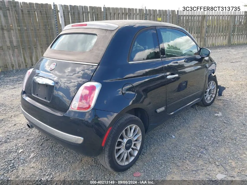 2012 Fiat 500C Lounge VIN: 3C3CFFER8CT313735 Lot: 40213149