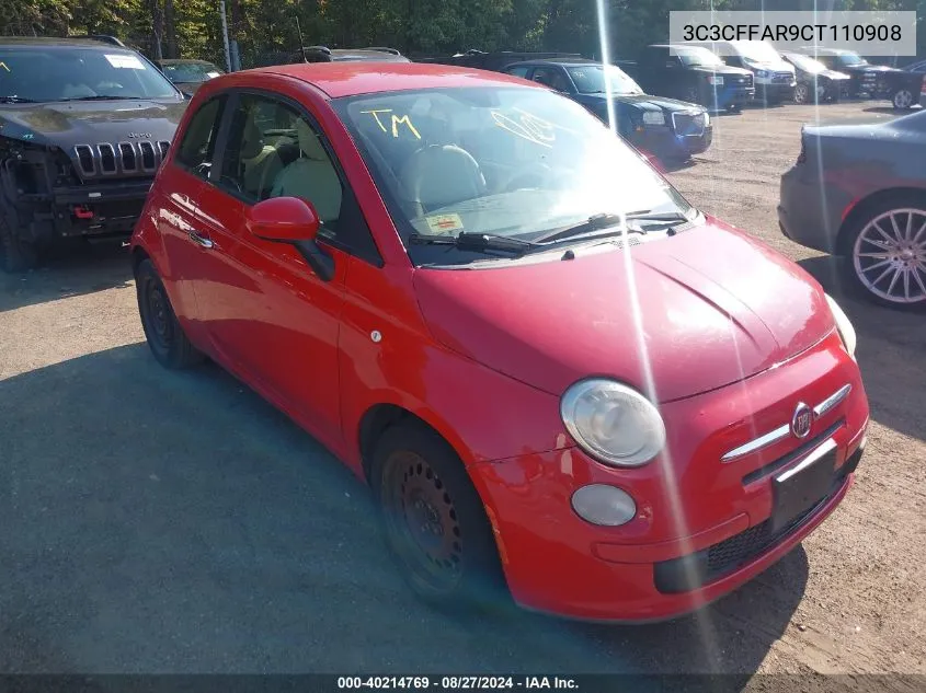 2012 Fiat 500 Pop VIN: 3C3CFFAR9CT110908 Lot: 40214769