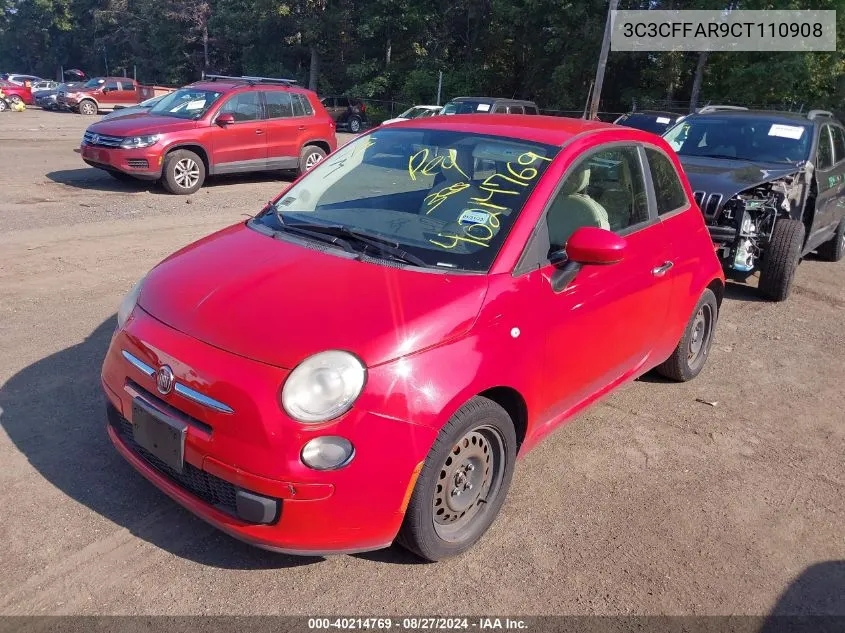 2012 Fiat 500 Pop VIN: 3C3CFFAR9CT110908 Lot: 40214769