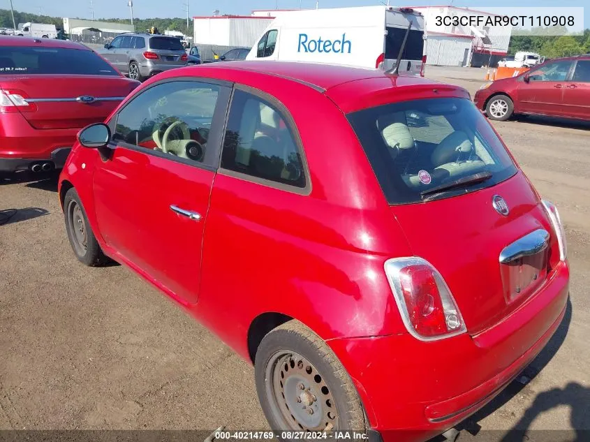 2012 Fiat 500 Pop VIN: 3C3CFFAR9CT110908 Lot: 40214769