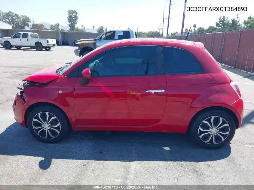 2012 Fiat 500 Pop VIN: 3C3CFFARXCT384893 Lot: 40218719