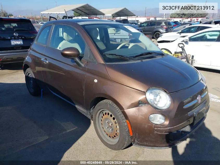 2012 Fiat 500 Pop VIN: 3C3CFFAR0CT213912 Lot: 40245649