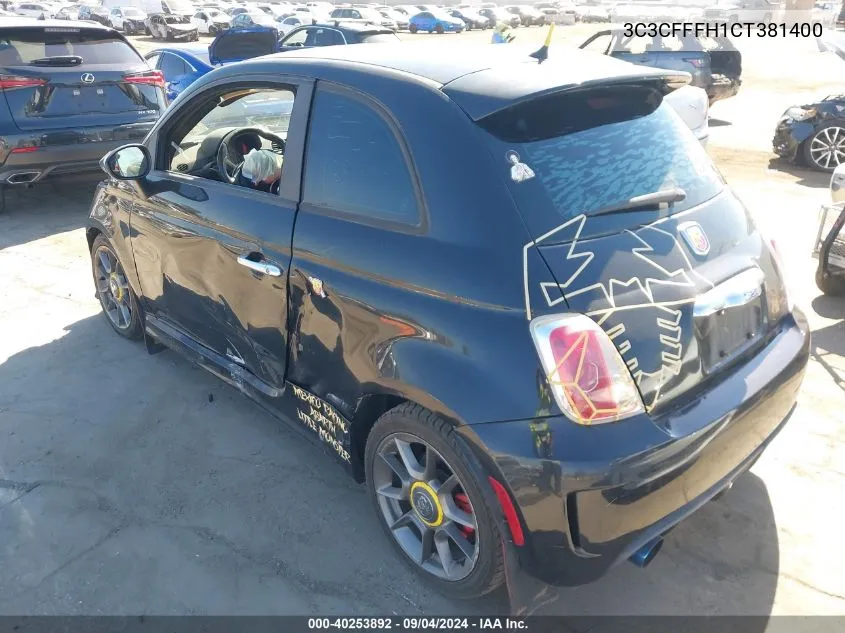 2012 Fiat 500 Abarth VIN: 3C3CFFFH1CT381400 Lot: 40253892