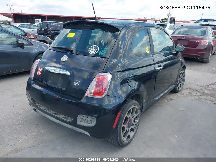 2012 Fiat 500 Sport VIN: 3C3CFFBR9CT115475 Lot: 40296738