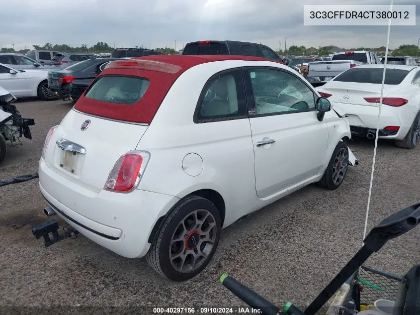 2012 Fiat 500 Pop VIN: 3C3CFFDR4CT380012 Lot: 40297156