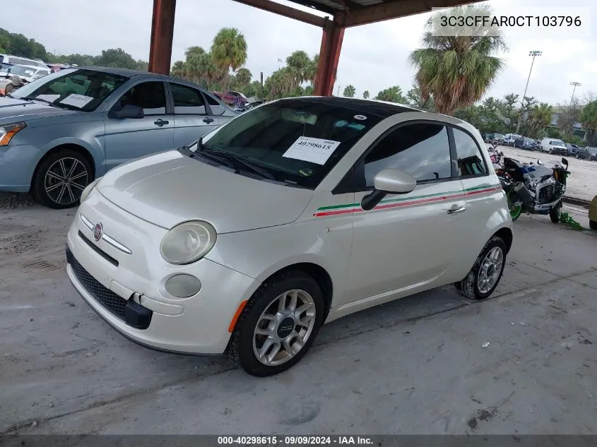 2012 Fiat 500 Pop VIN: 3C3CFFAR0CT103796 Lot: 40298615