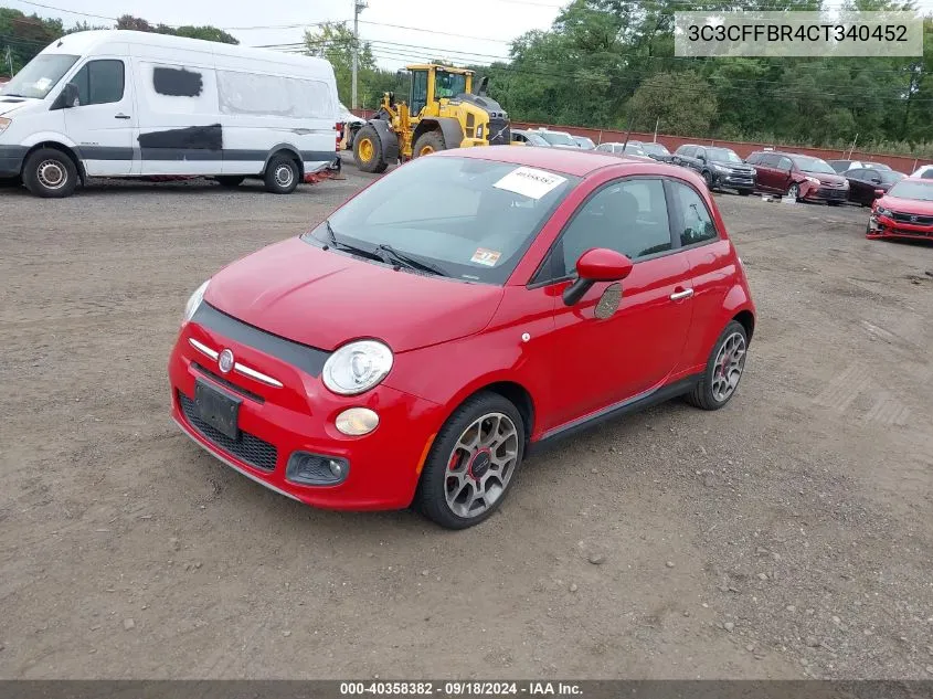 2012 Fiat 500 Sport VIN: 3C3CFFBR4CT340452 Lot: 40358382