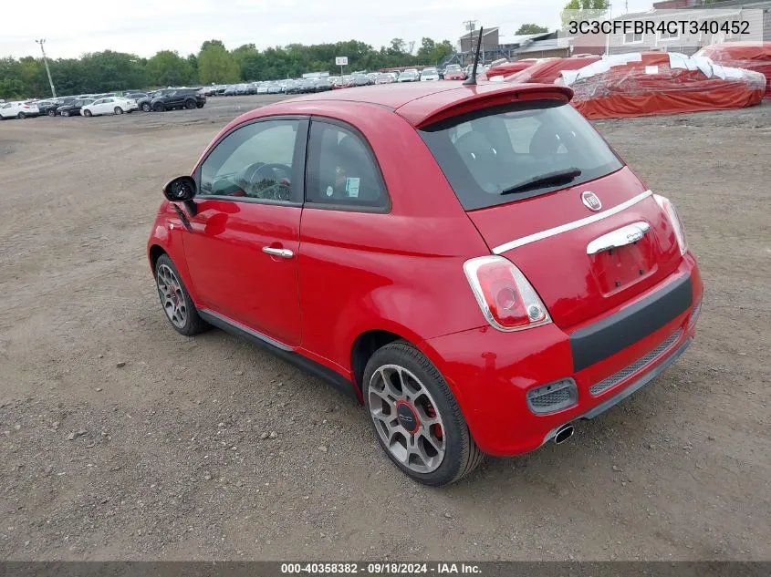 2012 Fiat 500 Sport VIN: 3C3CFFBR4CT340452 Lot: 40358382