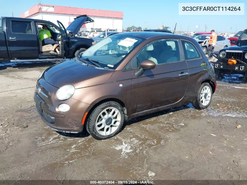 2012 Fiat 500 Pop VIN: 3C3CFFAR0CT114264 Lot: 40372404