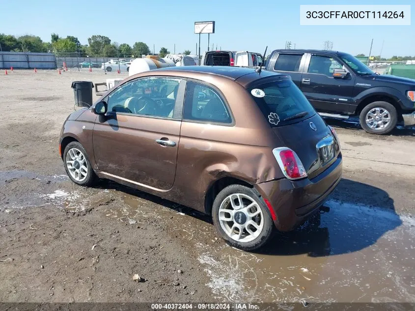 2012 Fiat 500 Pop VIN: 3C3CFFAR0CT114264 Lot: 40372404