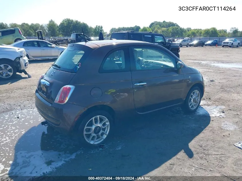 2012 Fiat 500 Pop VIN: 3C3CFFAR0CT114264 Lot: 40372404