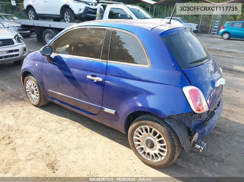 2012 Fiat 500 Lounge VIN: 3C3CFFCRXCT117735 Lot: 40391514