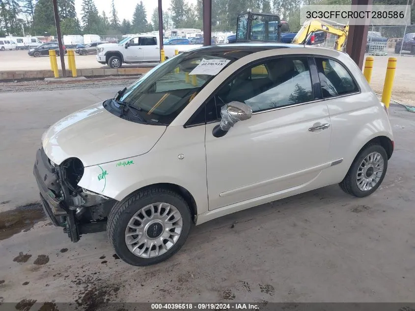 2012 Fiat 500 Lounge VIN: 3C3CFFCR0CT280586 Lot: 40396518