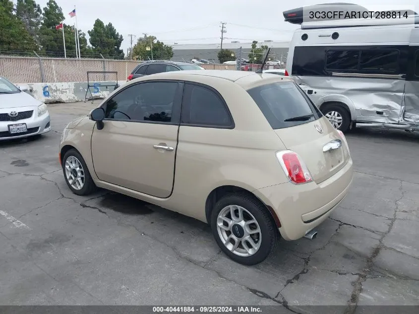 2012 Fiat 500 Pop VIN: 3C3CFFAR1CT288814 Lot: 40441884