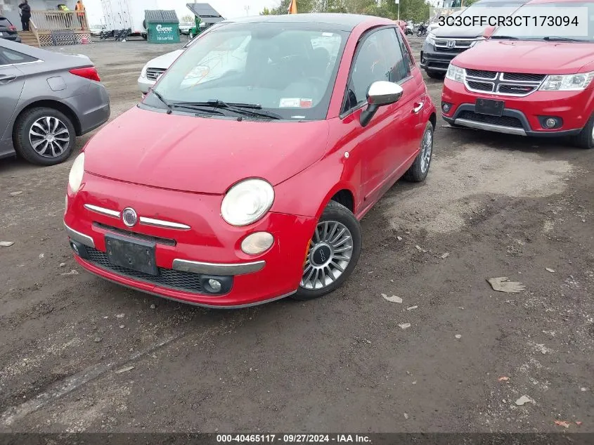 2012 Fiat 500 Lounge VIN: 3C3CFFCR3CT173094 Lot: 40465117