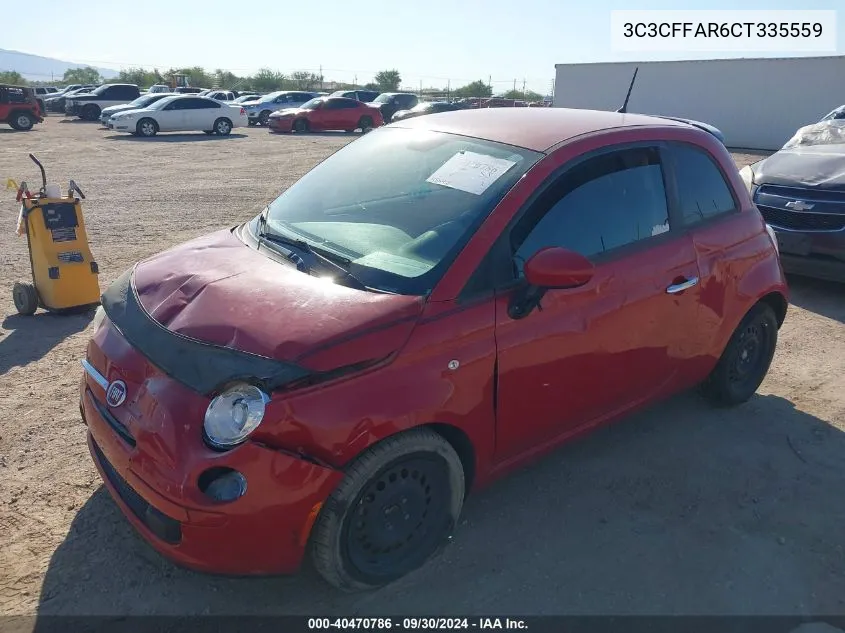 2012 Fiat 500 Pop VIN: 3C3CFFAR6CT335559 Lot: 40470786