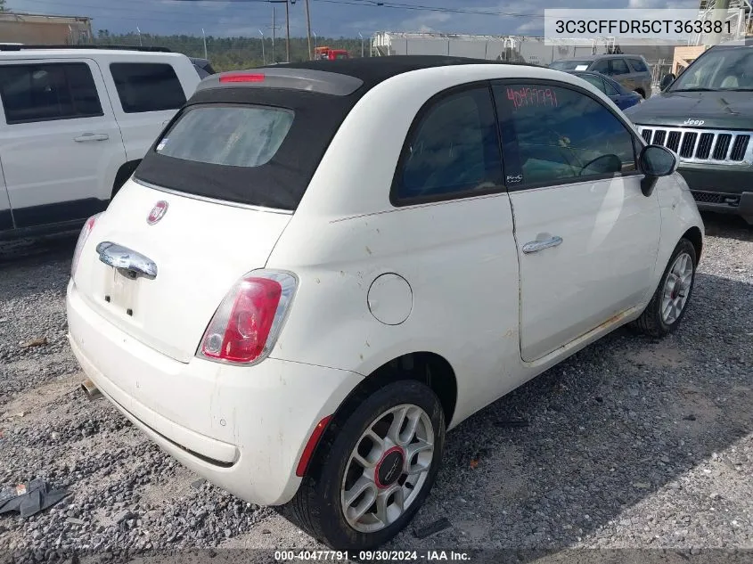 2012 Fiat 500C Pop VIN: 3C3CFFDR5CT363381 Lot: 40477791