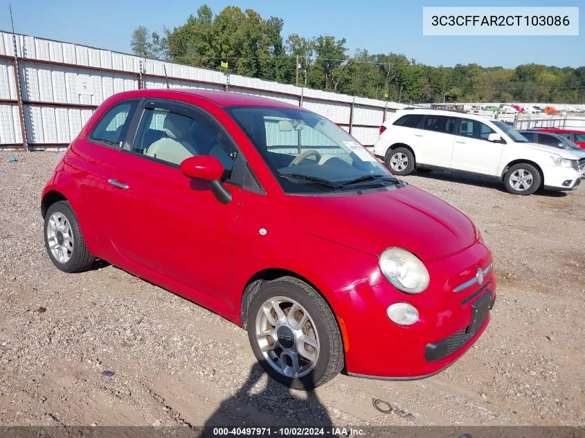 2012 Fiat 500 Pop VIN: 3C3CFFAR2CT103086 Lot: 40497971