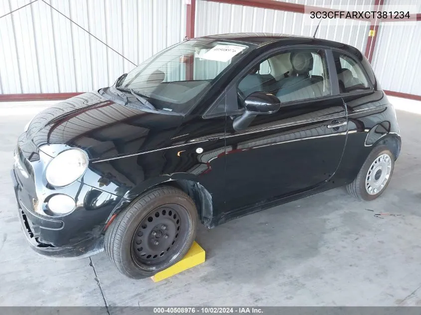 2012 Fiat 500 Pop VIN: 3C3CFFARXCT381234 Lot: 40508976