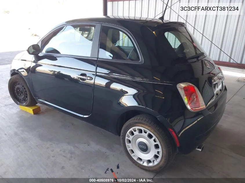 2012 Fiat 500 Pop VIN: 3C3CFFARXCT381234 Lot: 40508976