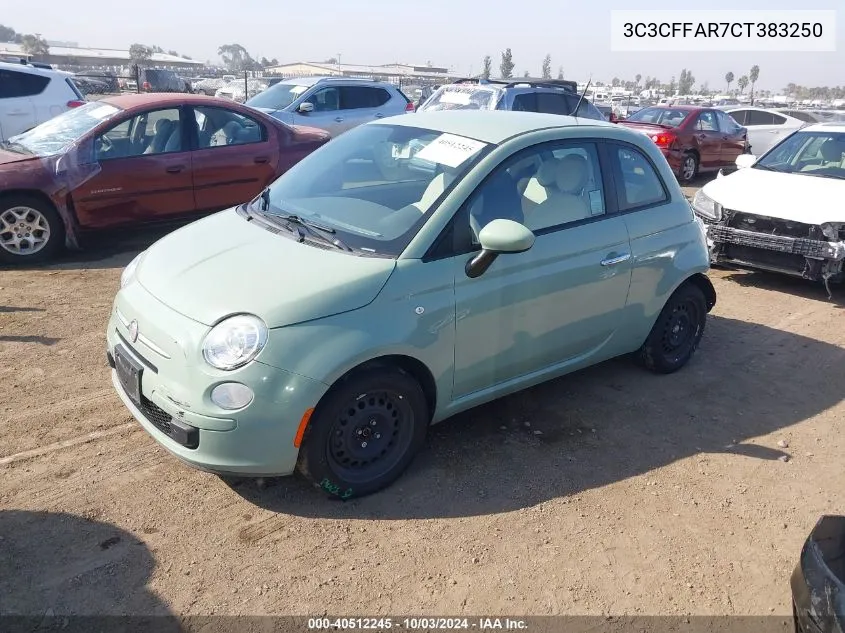 2012 Fiat 500 Pop VIN: 3C3CFFAR7CT383250 Lot: 40512245