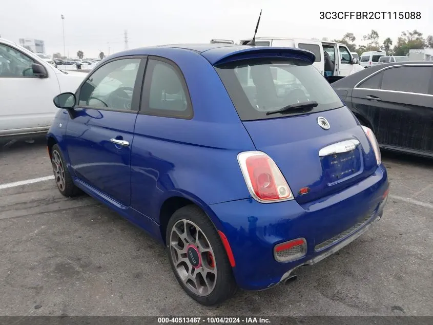 2012 Fiat 500 Sport VIN: 3C3CFFBR2CT115088 Lot: 40513467