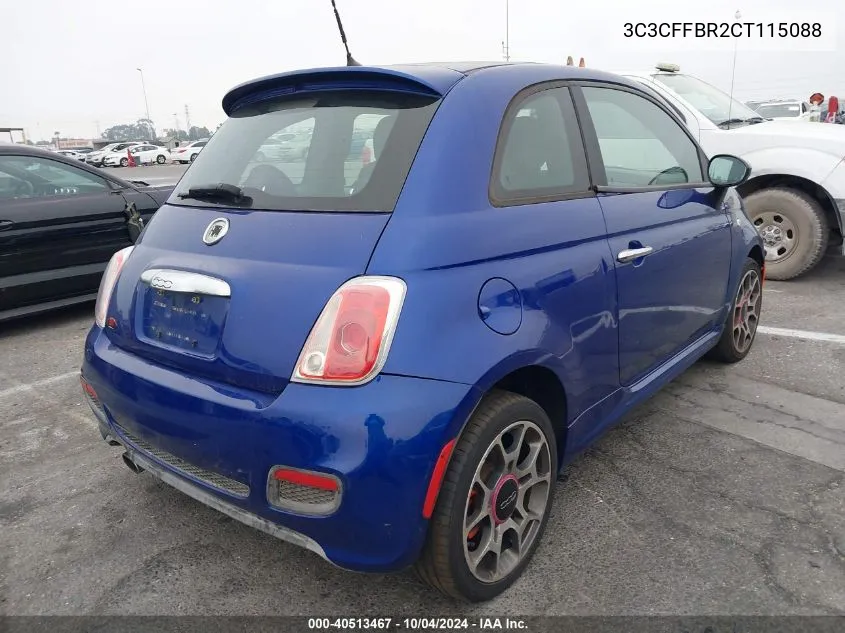 2012 Fiat 500 Sport VIN: 3C3CFFBR2CT115088 Lot: 40513467