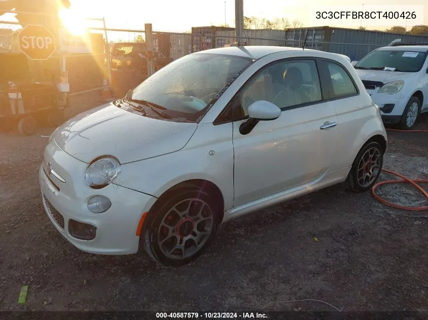 2012 Fiat 500 Sport VIN: 3C3CFFBR8CT400426 Lot: 40587579