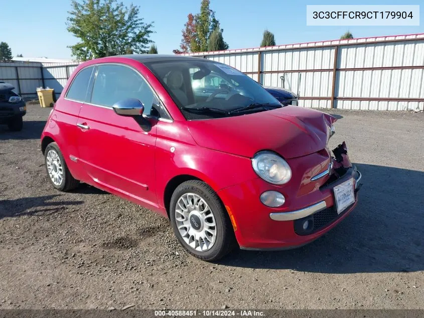 2012 Fiat 500 Lounge VIN: 3C3CFFCR9CT179904 Lot: 40588451