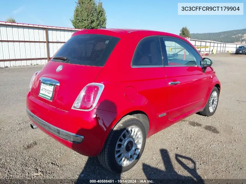 2012 Fiat 500 Lounge VIN: 3C3CFFCR9CT179904 Lot: 40588451