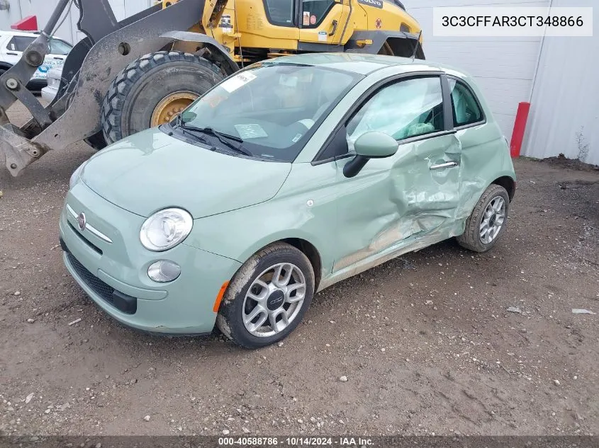 2012 Fiat 500 Pop VIN: 3C3CFFAR3CT348866 Lot: 40588786