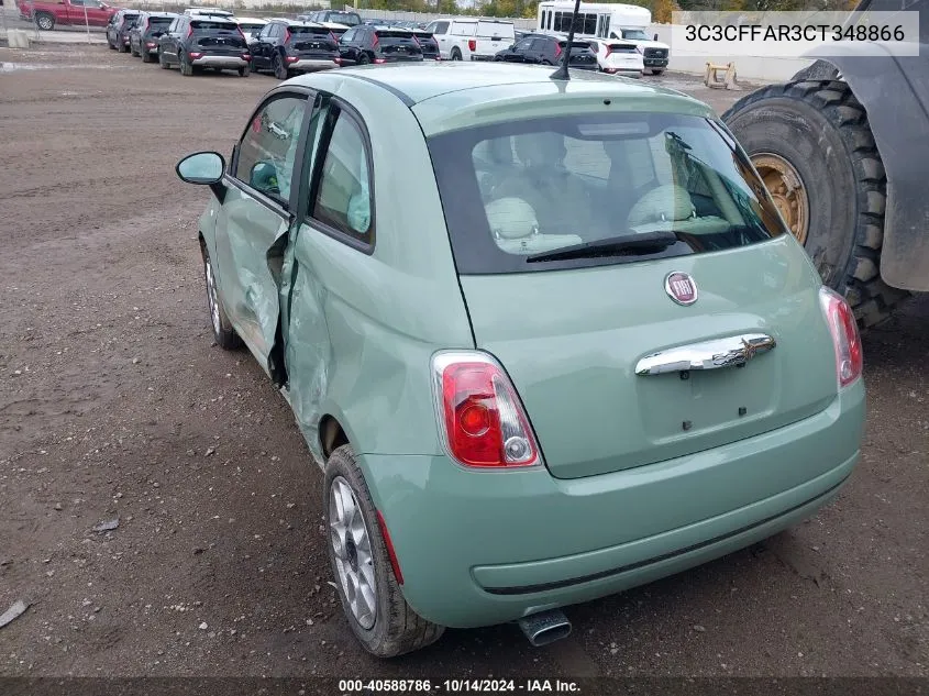 2012 Fiat 500 Pop VIN: 3C3CFFAR3CT348866 Lot: 40588786