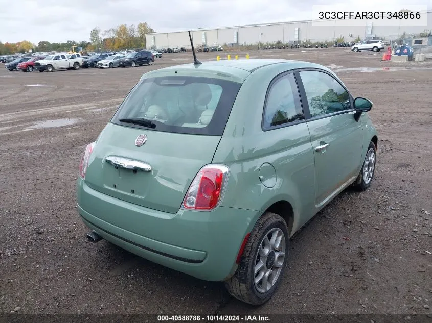 2012 Fiat 500 Pop VIN: 3C3CFFAR3CT348866 Lot: 40588786