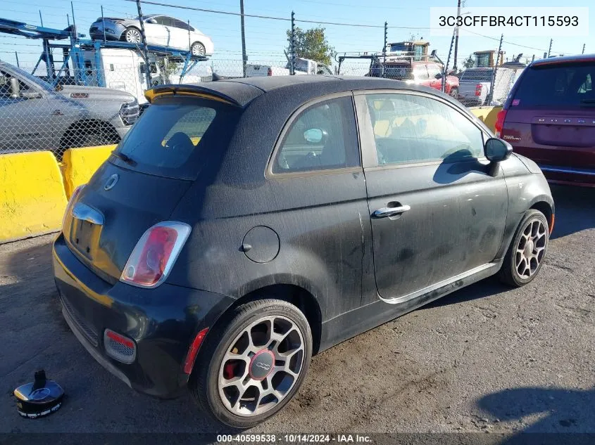 2012 Fiat 500 Sport VIN: 3C3CFFBR4CT115593 Lot: 40599538