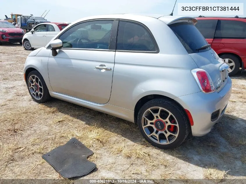 2012 Fiat 500 Sport VIN: 3C3CFFBR1CT381444 Lot: 40621013