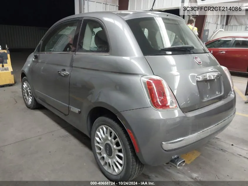 2012 Fiat 500 Lounge VIN: 3C3CFFCR2CT214086 Lot: 40658724