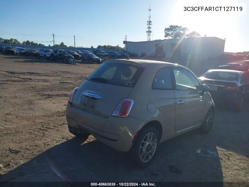 2012 Fiat 500 Pop VIN: 3C3CFFAR1CT127119 Lot: 40663038