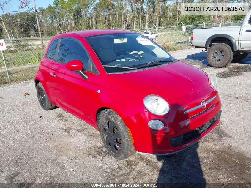 2012 Fiat 500 Pop VIN: 3C3CFFAR2CT363570 Lot: 40667861