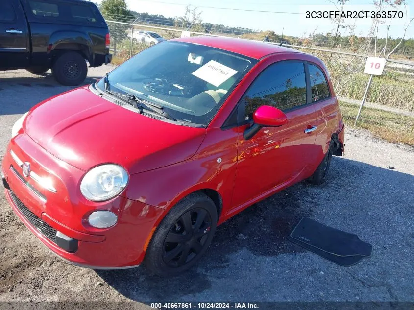 2012 Fiat 500 Pop VIN: 3C3CFFAR2CT363570 Lot: 40667861